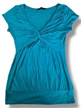 LIMITE women’s teal T-shirt with twisted detail on the front early 2010